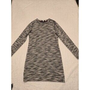 Lou & Grey XS Black & White Textured Dress Knee Length Zipper